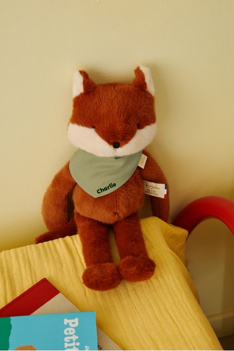 Personalizable baby fox lovey, made-in-France newborn gift