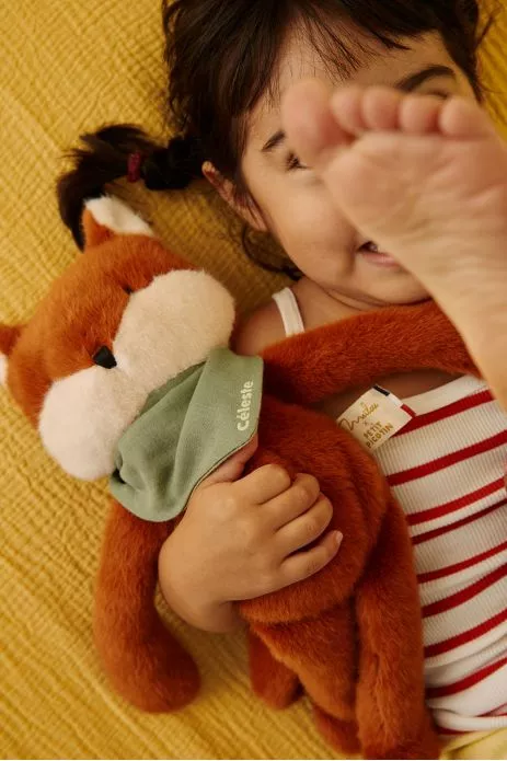 Personalizable baby fox lovey, made-in-France newborn gift