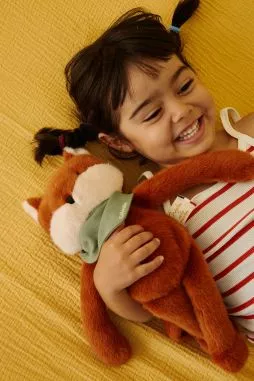 Personalizable baby fox lovey, made-in-France newborn gift