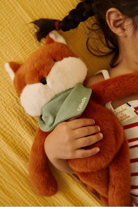Personalizable baby fox lovey, made-in-France newborn gift