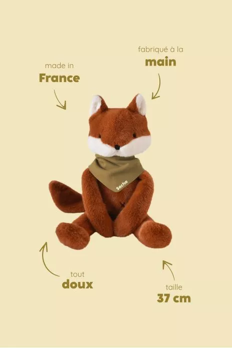 Personalizable baby fox lovey, made-in-France newborn gift