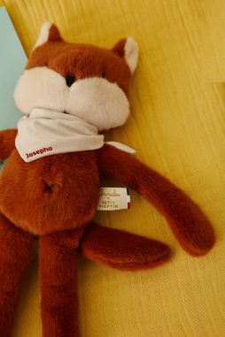 Peluche de apego de zorro personalizable para bebé, regalo de nacimiento hecho en Francia