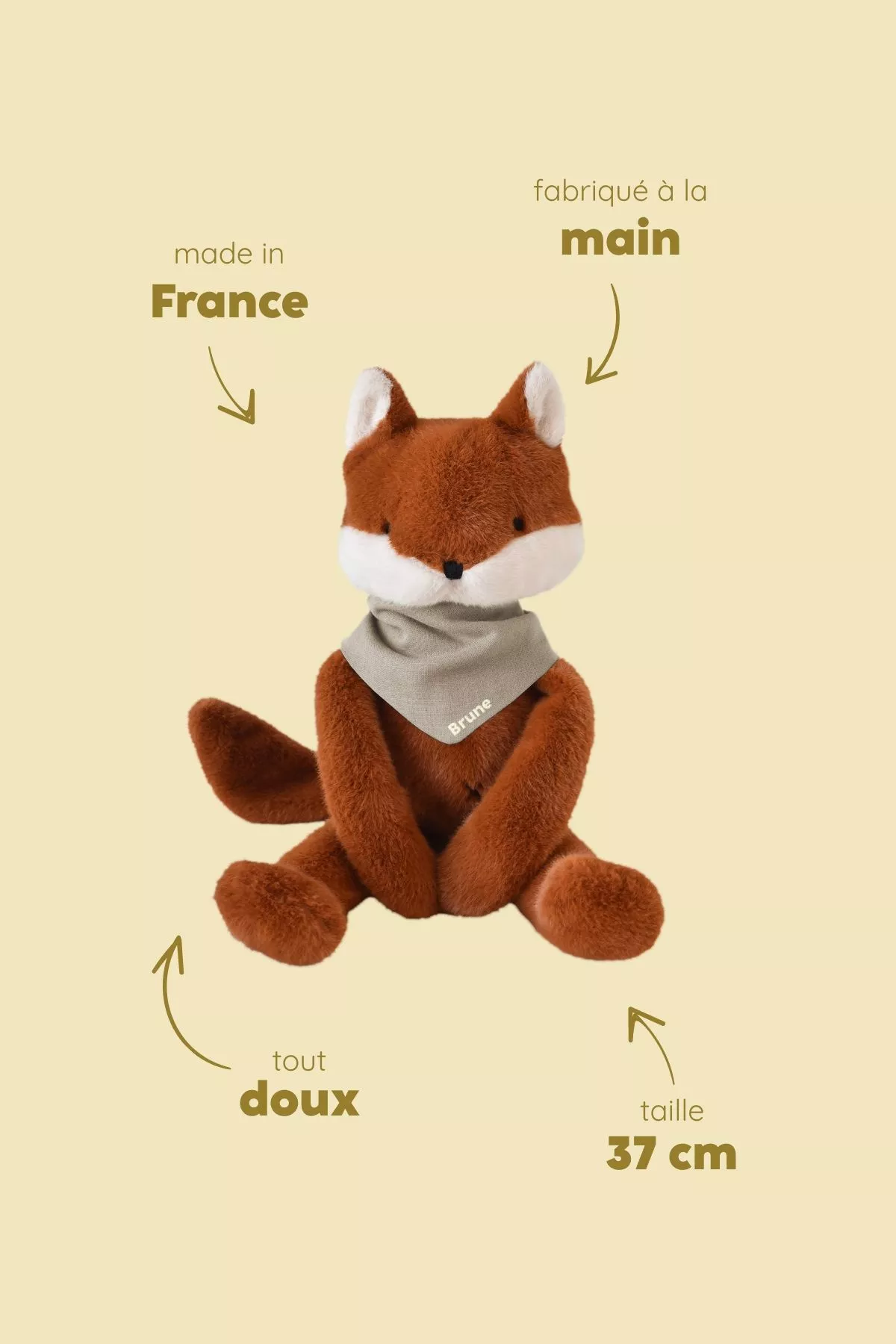 Personalizable baby fox lovey, made-in-France newborn gift