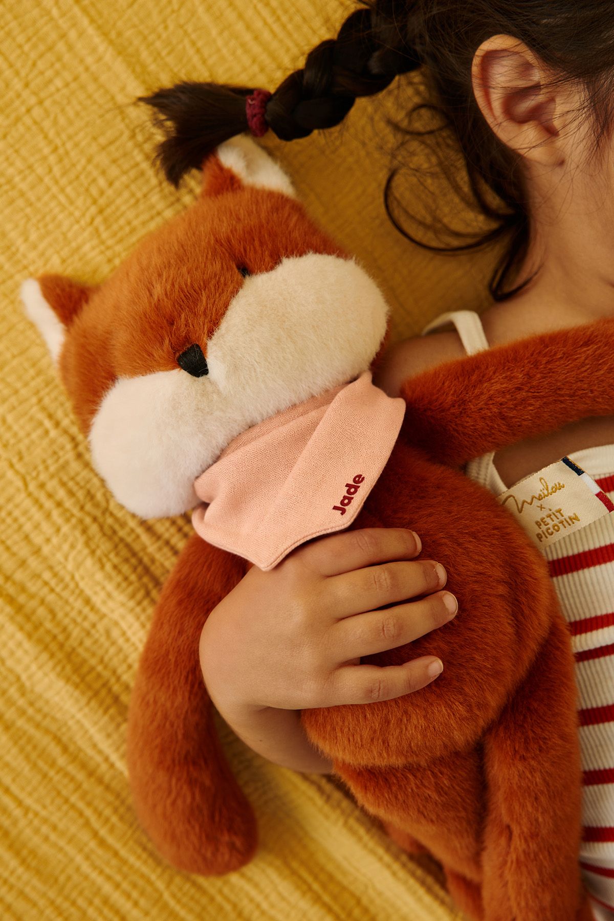 Personalizable baby fox lovey, made-in-France newborn gift