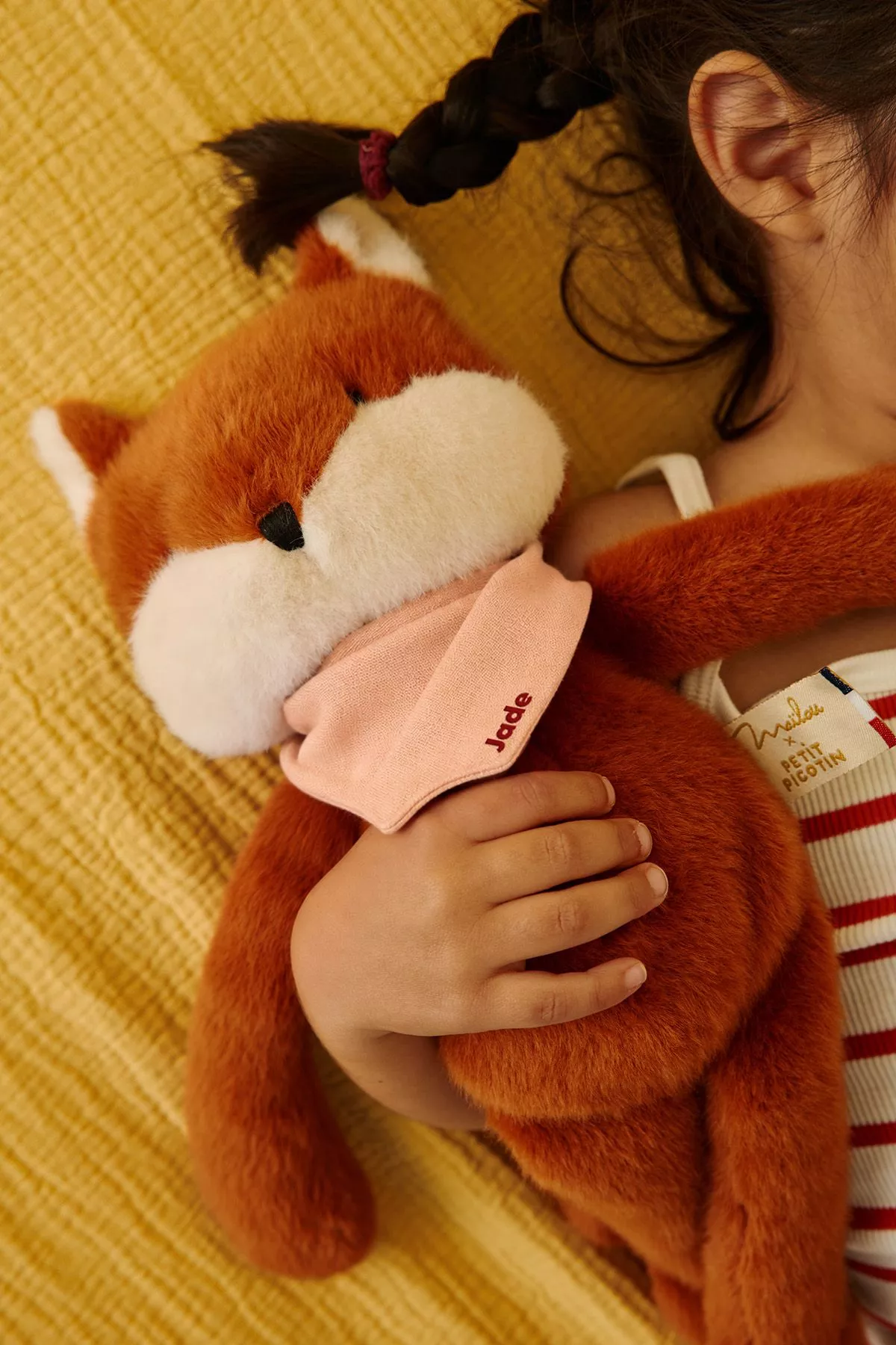 Peluche de apego de zorro personalizable para bebé, regalo de nacimiento hecho en Francia