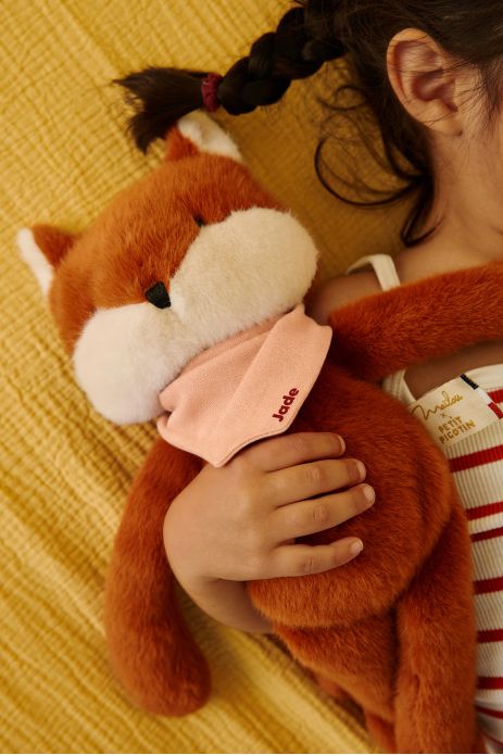 Peluche de apego de zorro personalizable para bebé, regalo de nacimiento hecho en Francia