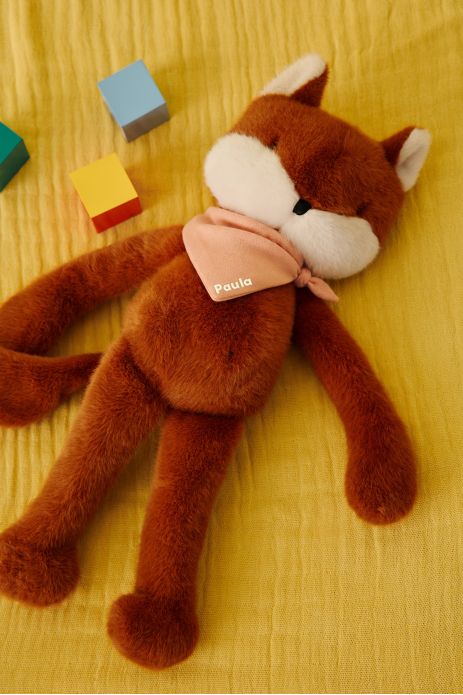 Personalizable baby fox lovey, made-in-France newborn gift