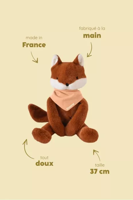 Personalizable baby fox lovey, made-in-France newborn gift