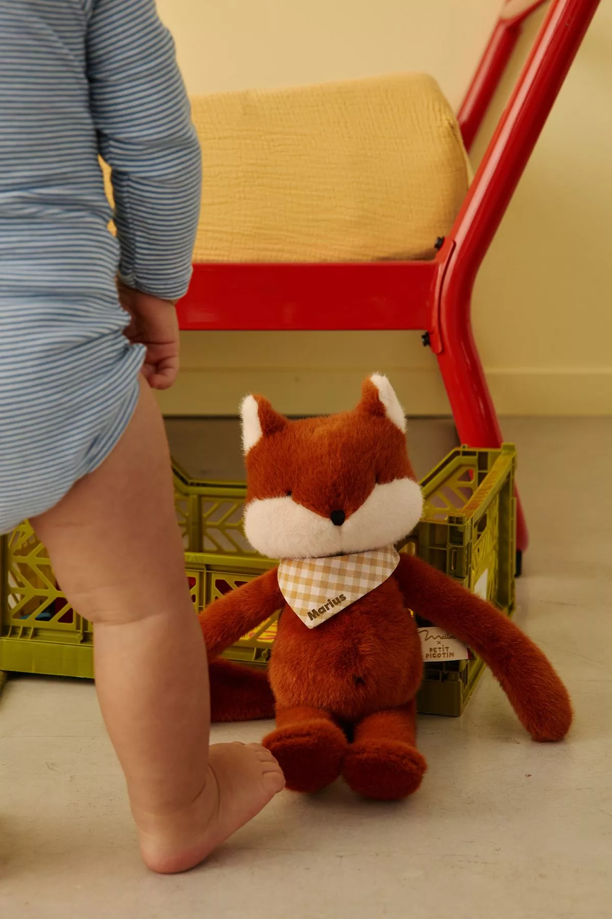 Peluche de apego de zorro personalizable para bebé, regalo de nacimiento hecho en Francia