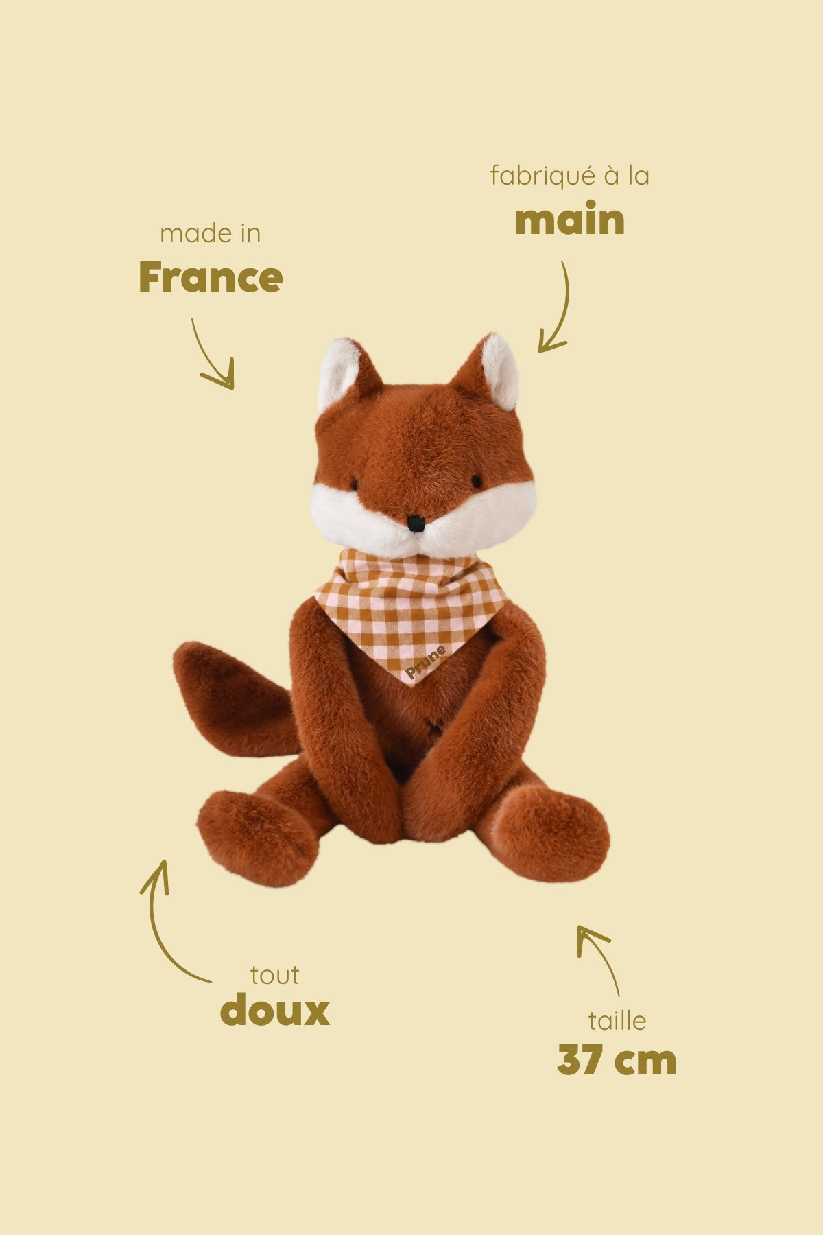 Personalizable baby fox lovey, made-in-France newborn gift