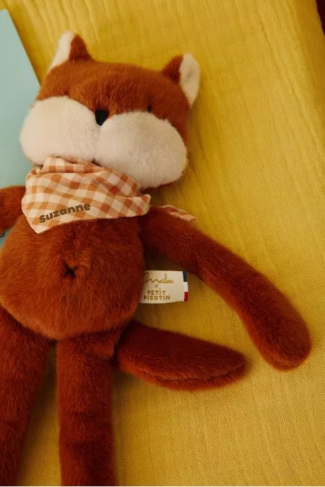 Personalizable baby fox lovey, made-in-France newborn gift