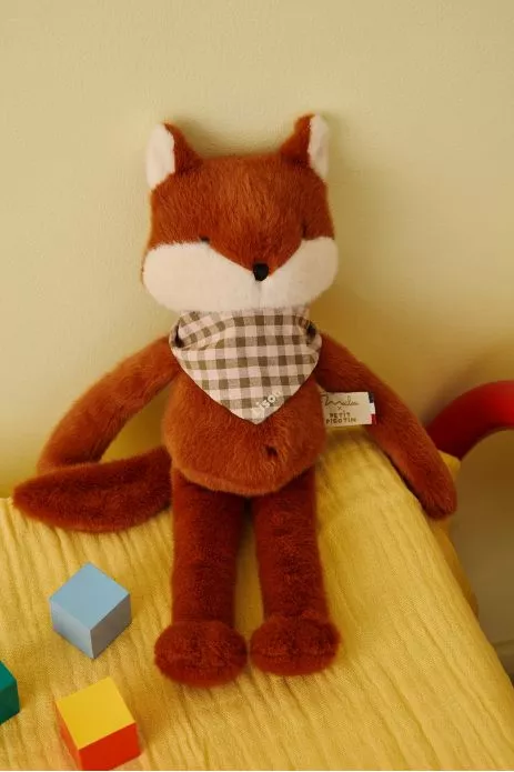 Peluche de apego de zorro personalizable para bebé, regalo de nacimiento hecho en Francia