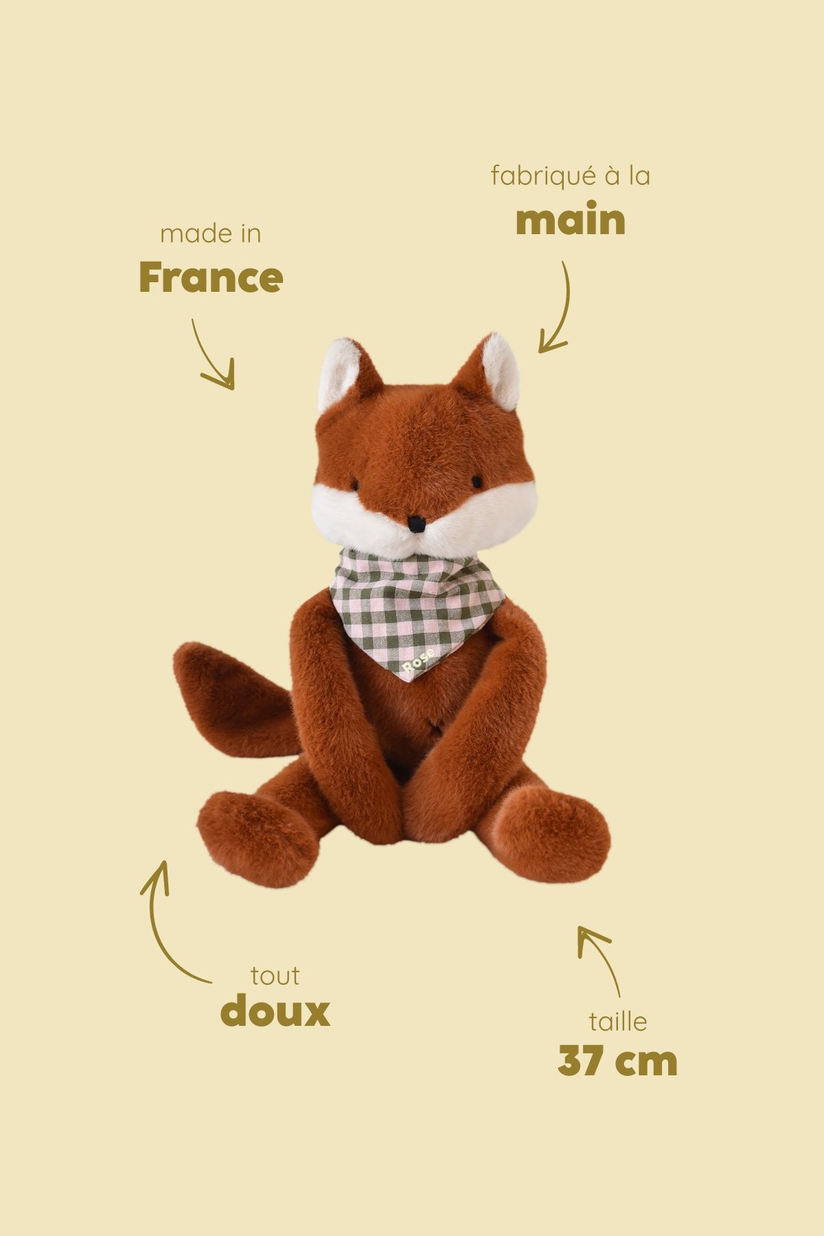 doudou renard bébé personnalisable cadeau naissance made in france
