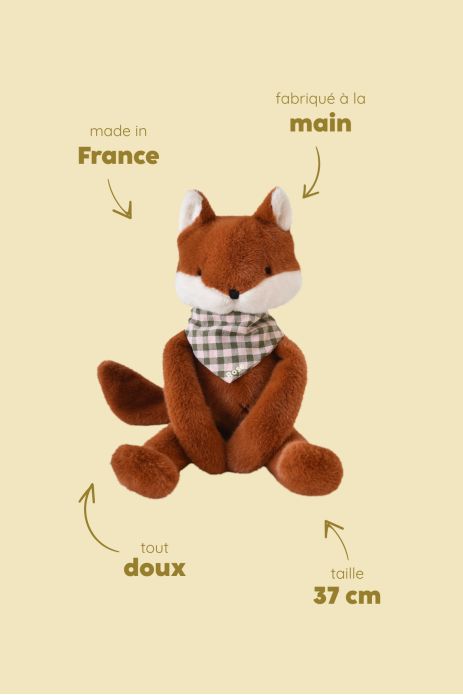 Personalizable baby fox lovey, made-in-France newborn gift