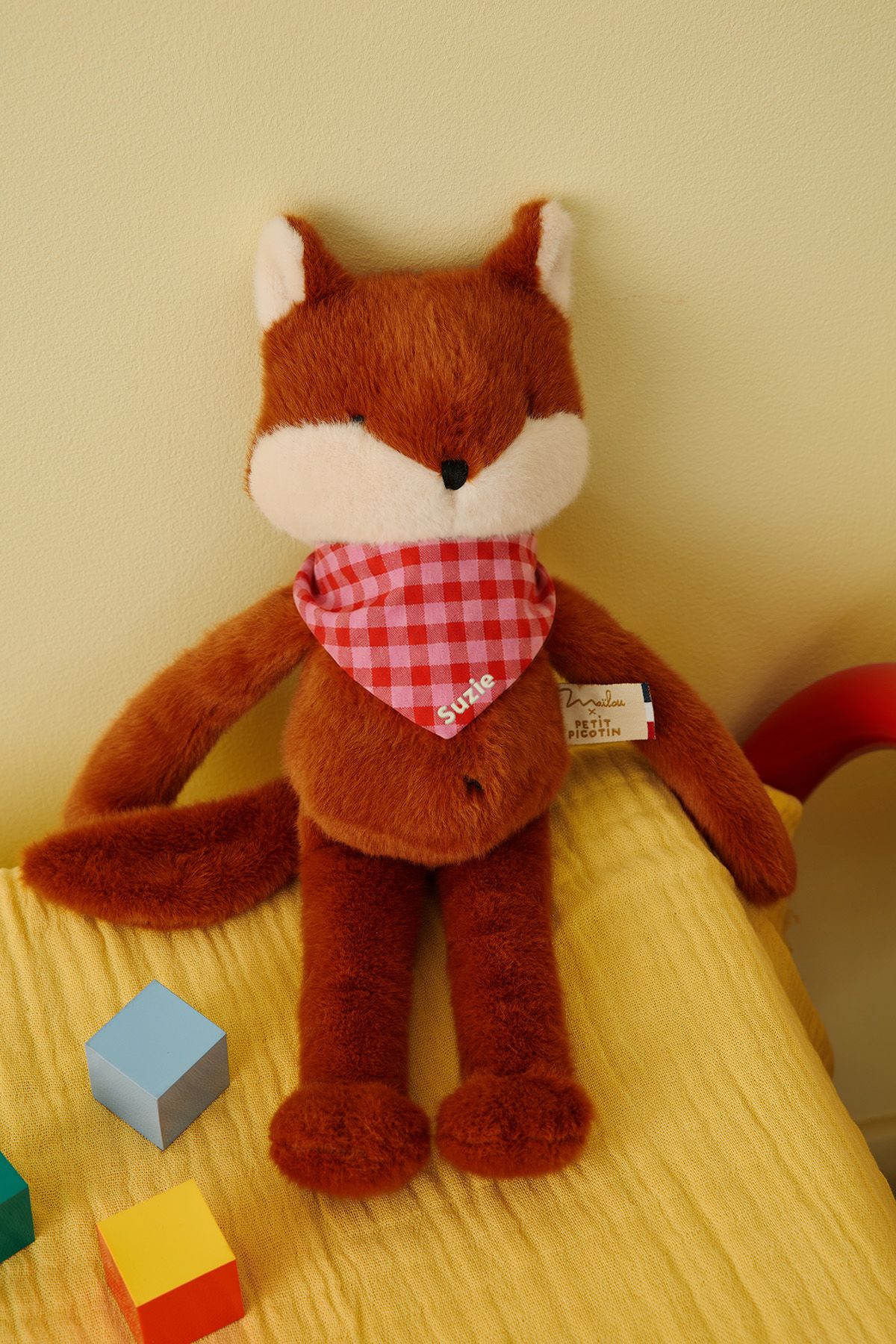 Peluche de apego de zorro personalizable para bebé, regalo de nacimiento hecho en Francia