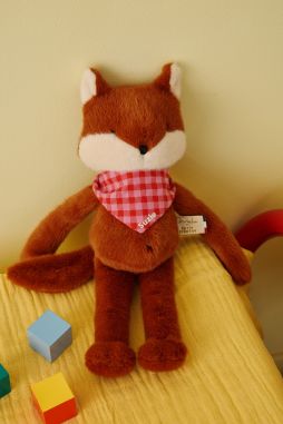 Peluche de apego de zorro personalizable para bebé, regalo de nacimiento hecho en Francia