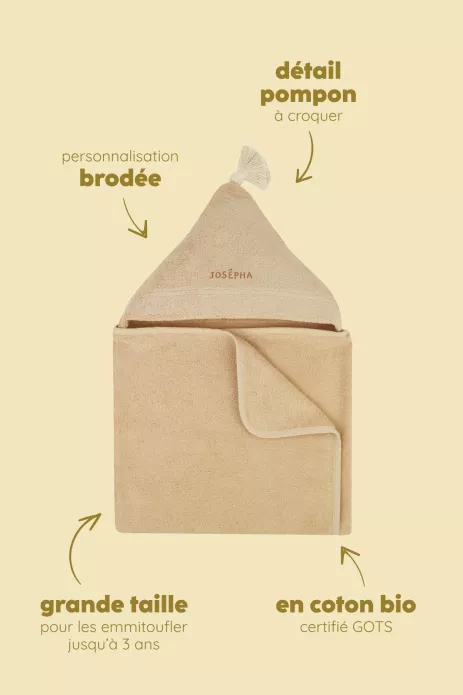 cape de bain bébé personnalisable éponge absorbante et moelleuse