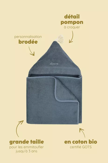 cape de bain bébé personnalisable éponge absorbante et moelleuse