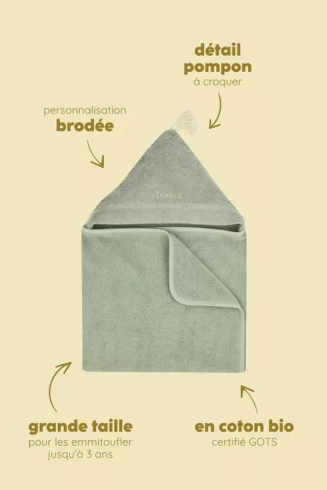 cape de bain bébé personnalisable éponge absorbante et moelleuse