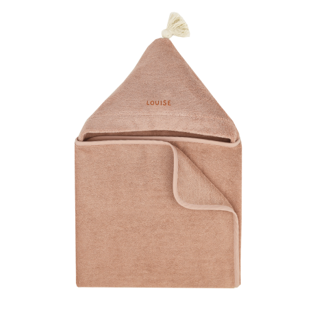 personalizable baby hooded bath towel in soft, absorbent terry cloth