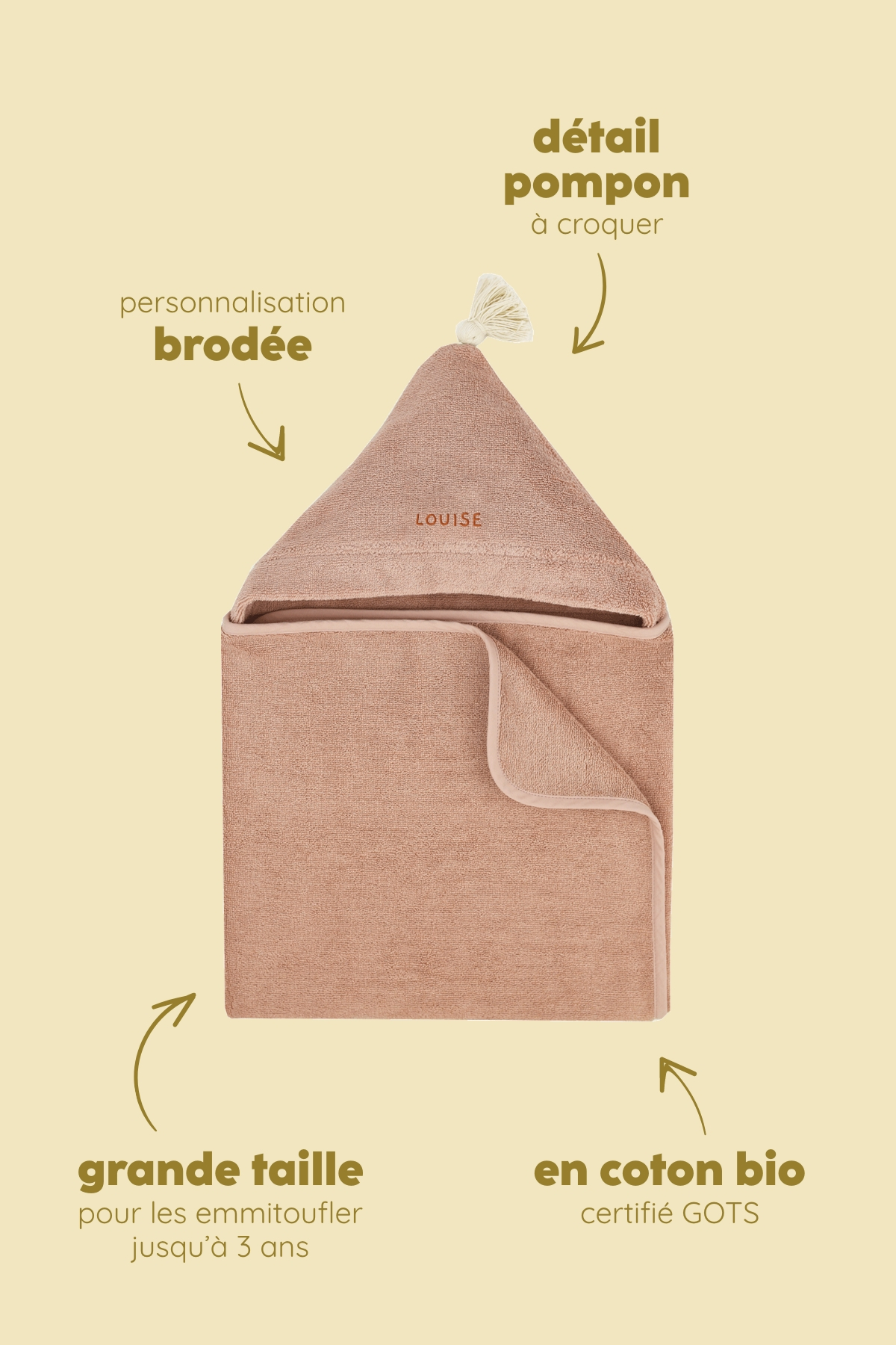 cape de bain bébé personnalisable éponge absorbante et moelleuse
