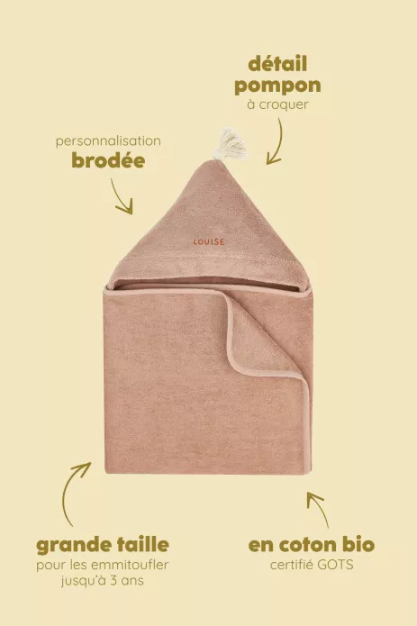 cape de bain bébé personnalisable éponge absorbante et moelleuse
