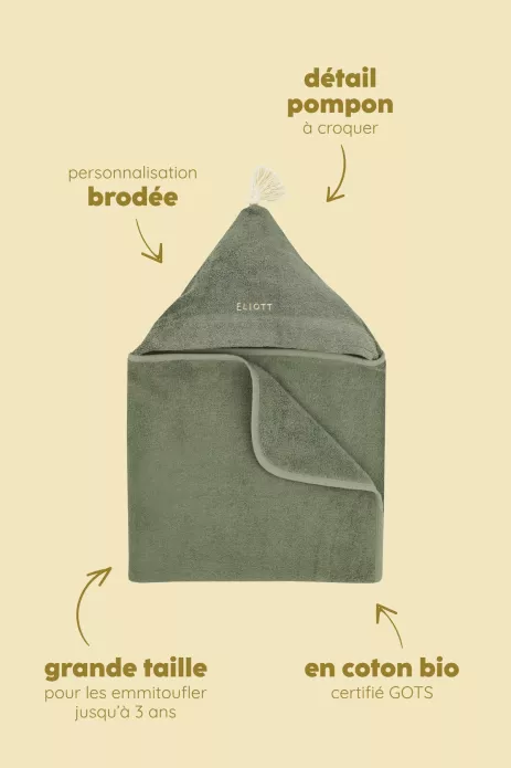 cape de bain bébé personnalisable éponge absorbante et moelleuse