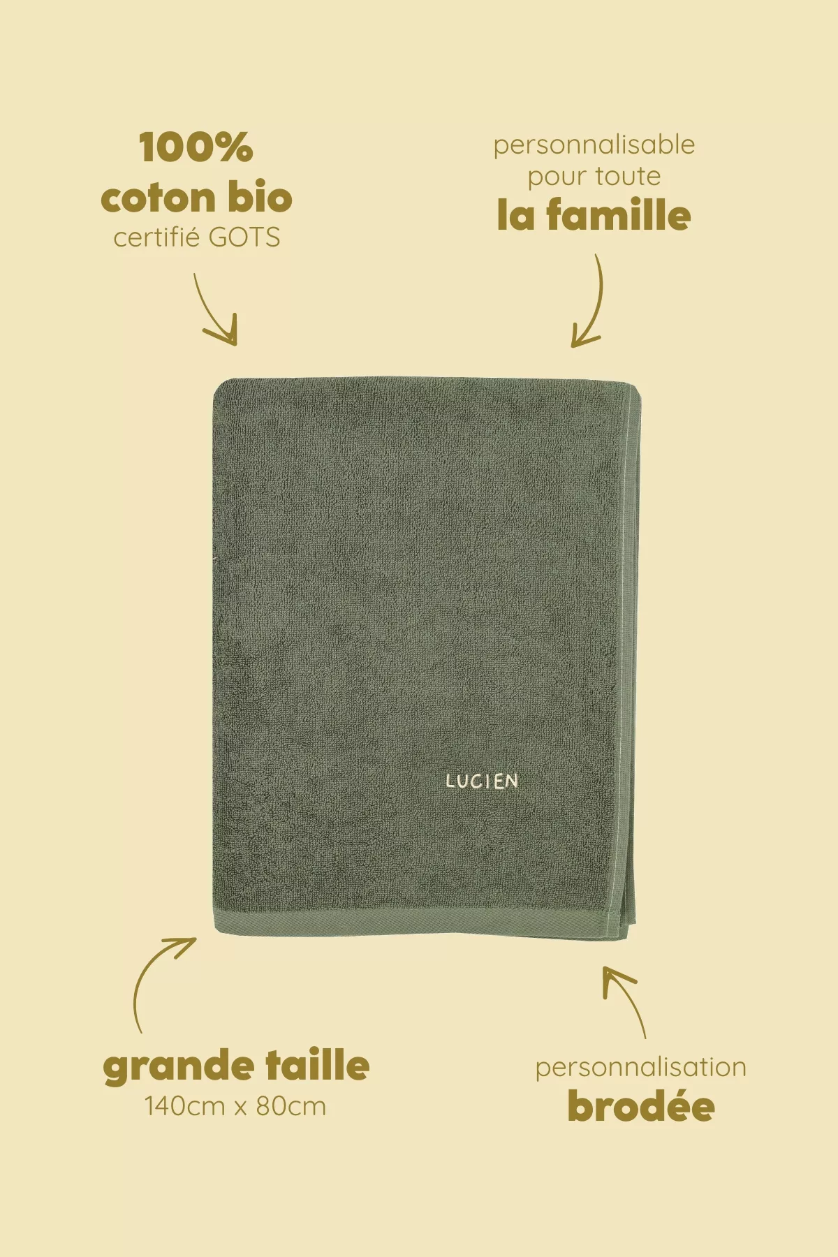 serviette de toilette et bain éponge personnalisable pour enfant