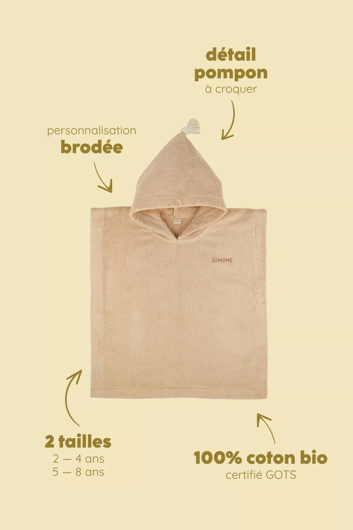 poncho enfant personnalisable pour bain et plage éponge moelleuse