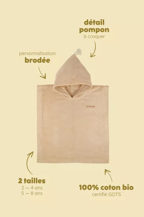 poncho enfant personnalisable pour bain et plage éponge moelleuse
