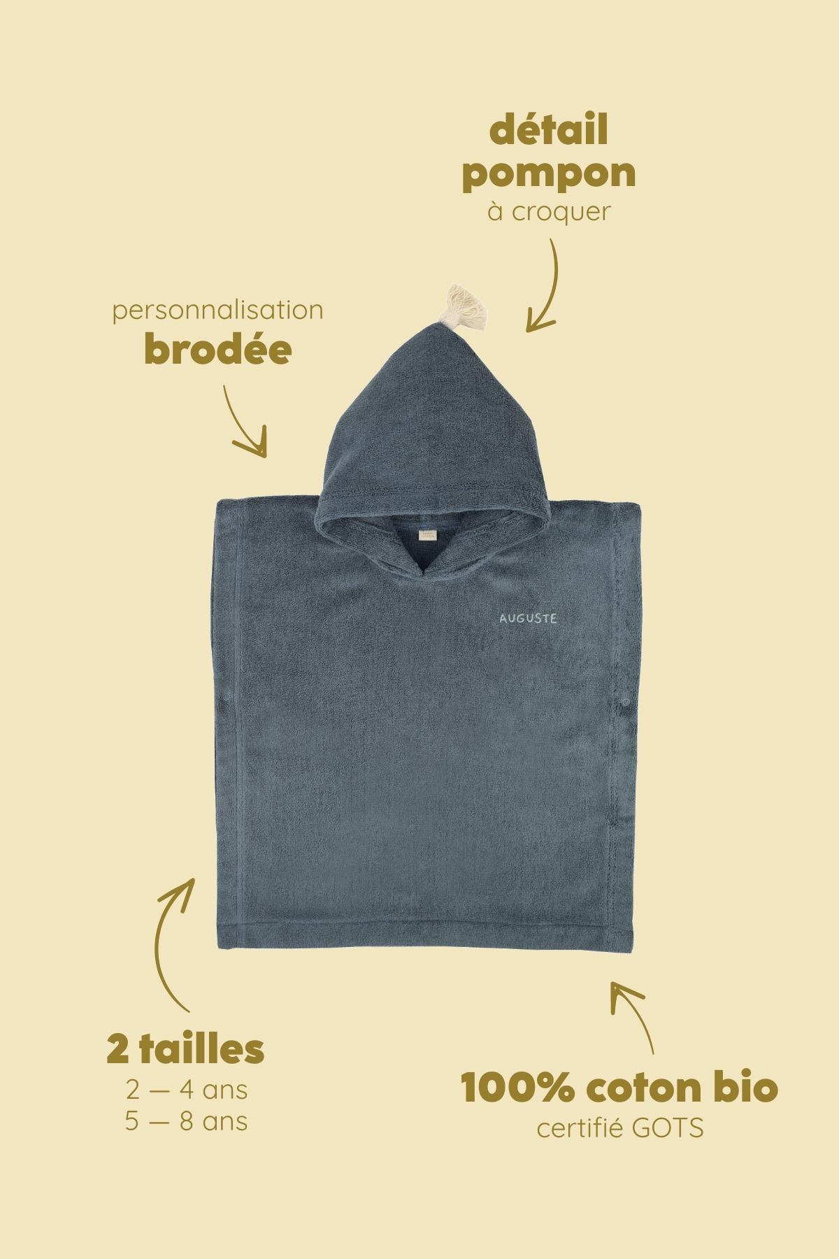 Poncho personalizable para niños, de rizo suave, para el baño y la playa