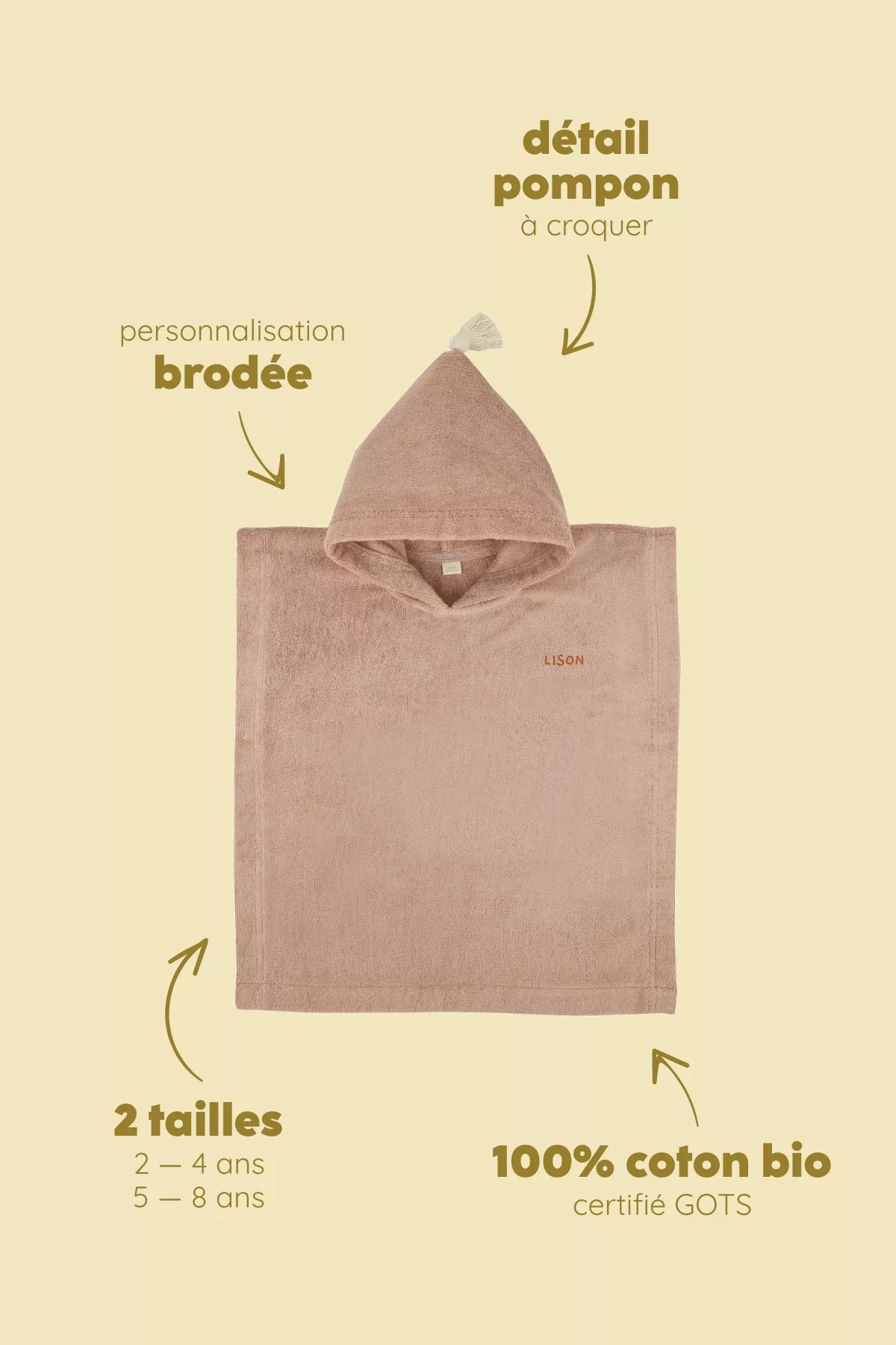 Poncho personalizable para niños, de rizo suave, para el baño y la playa