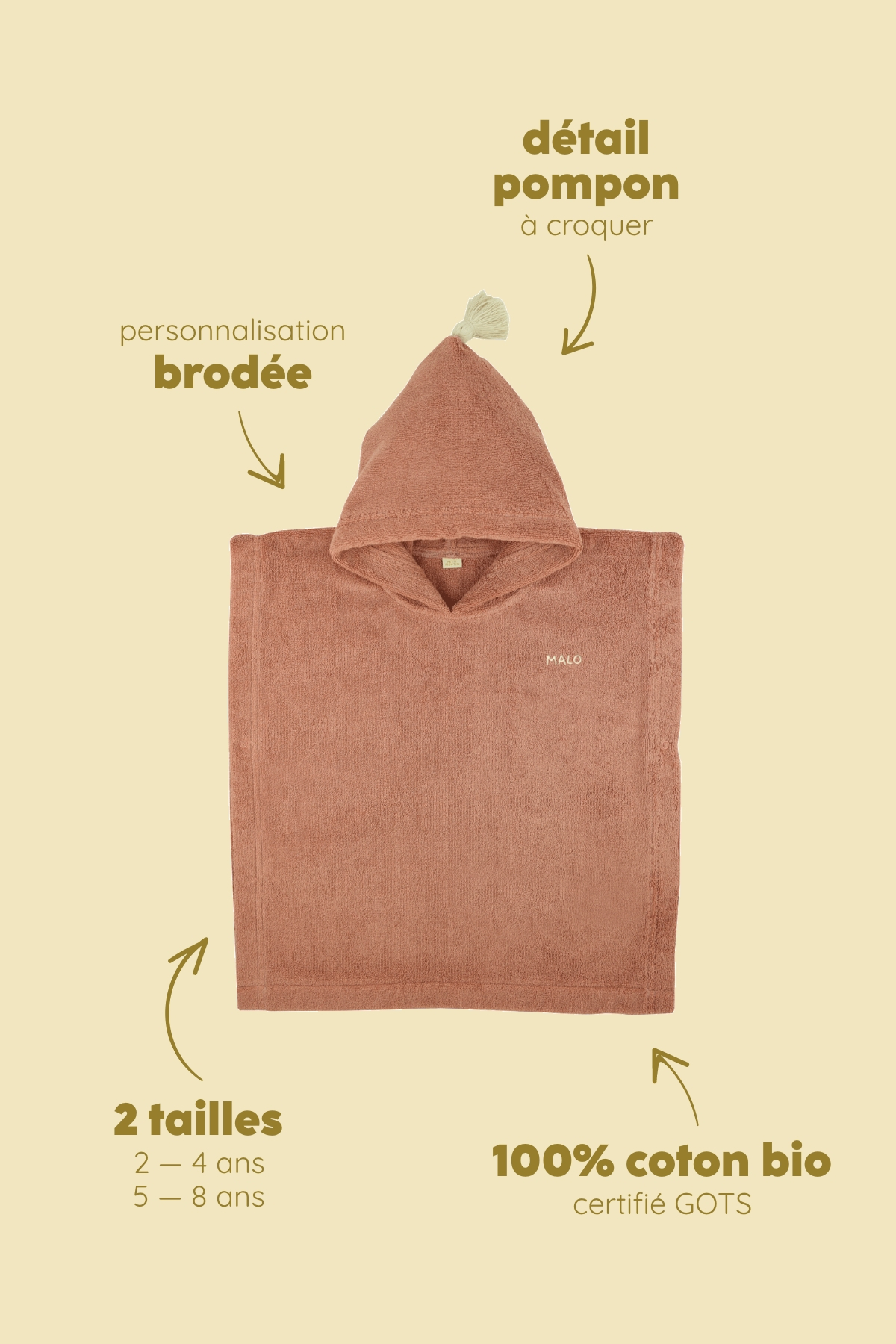 poncho enfant personnalisable pour bain et plage éponge moelleuse
