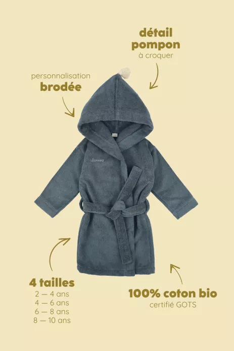 Personalizable kids’ bathrobe in soft terry cloth