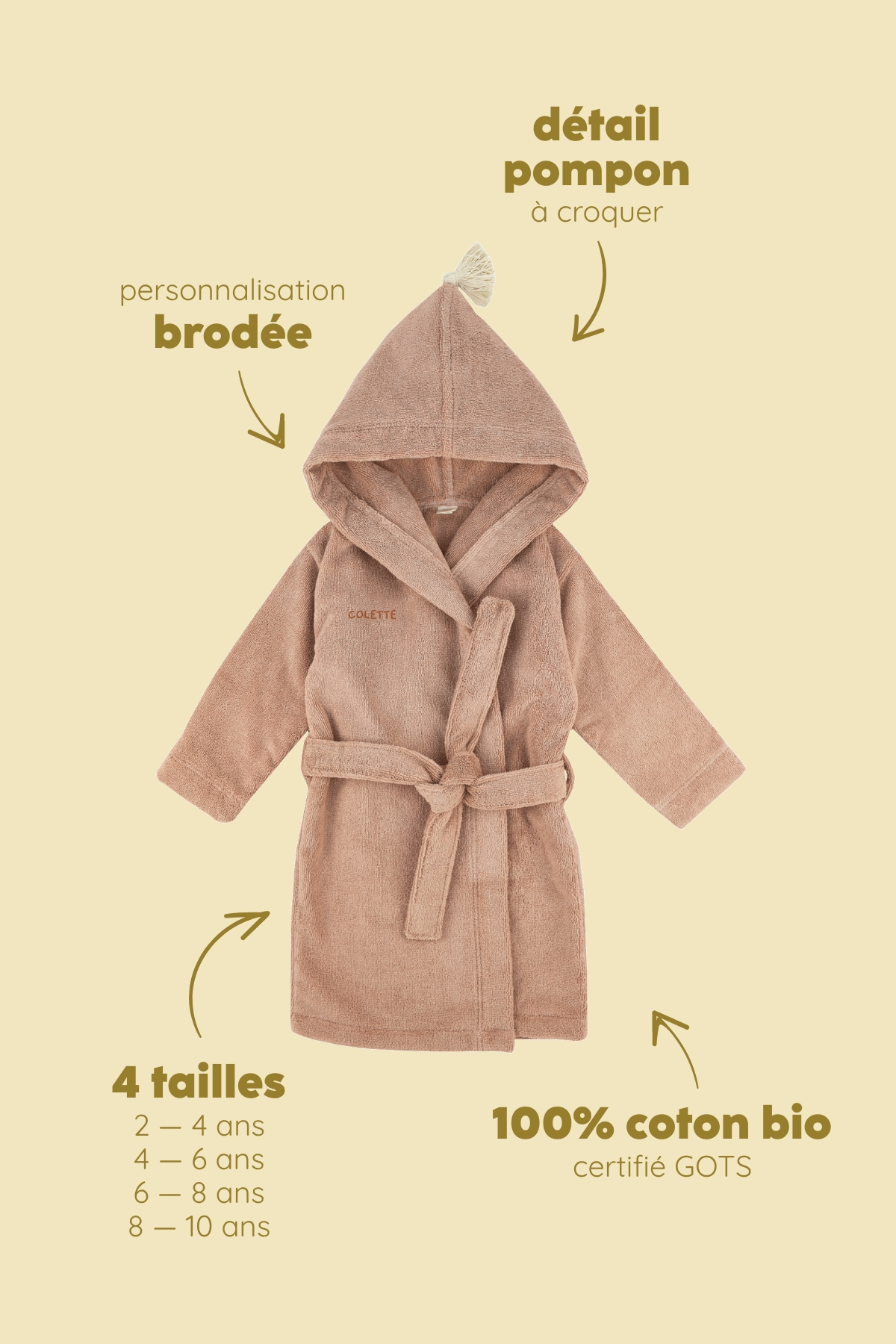 peignoir enfant personnalisable en éponge moelleuse
