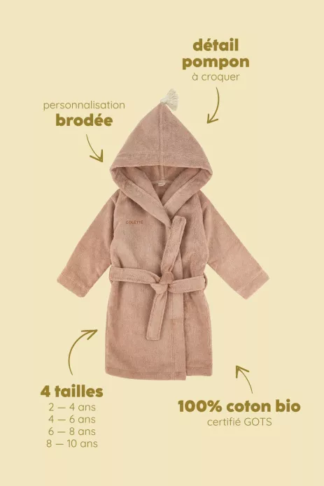 Personalizable kids’ bathrobe in soft terry cloth