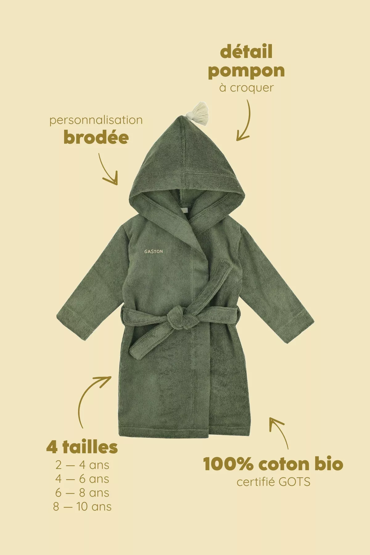 peignoir enfant personnalisable en éponge moelleuse