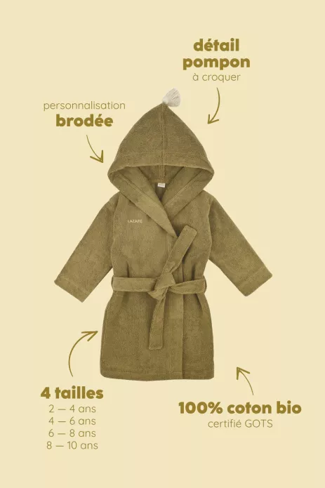 peignoir enfant personnalisable en éponge moelleuse
