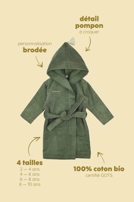 Personalizable kids’ bathrobe in soft terry cloth