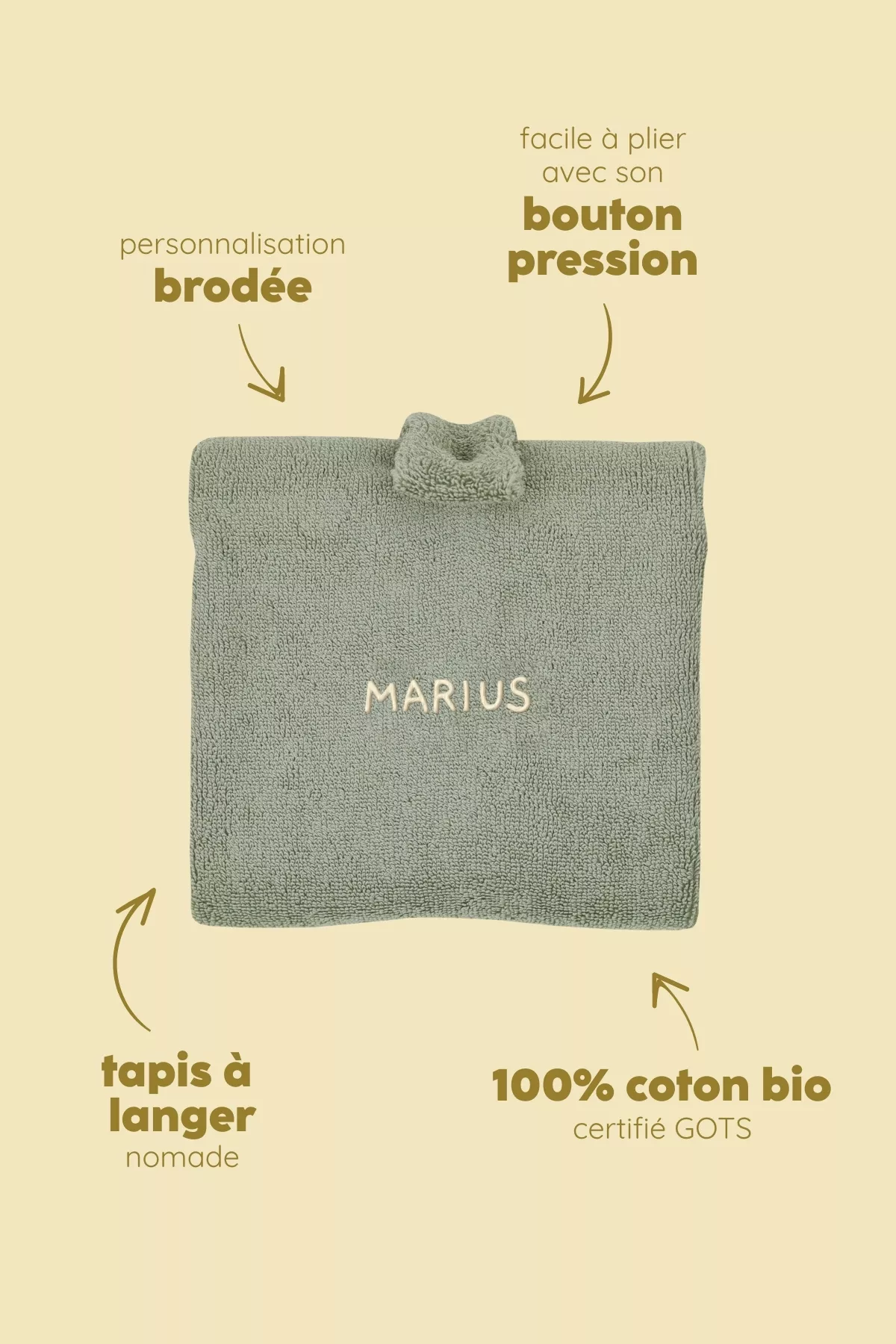 Personalizable foldable travel changing mat for babies