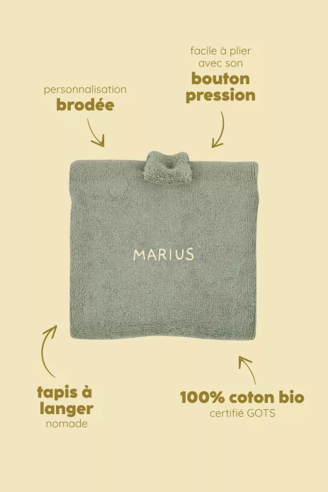 tapis à langer pliable de voyage pour bébé personnalisable