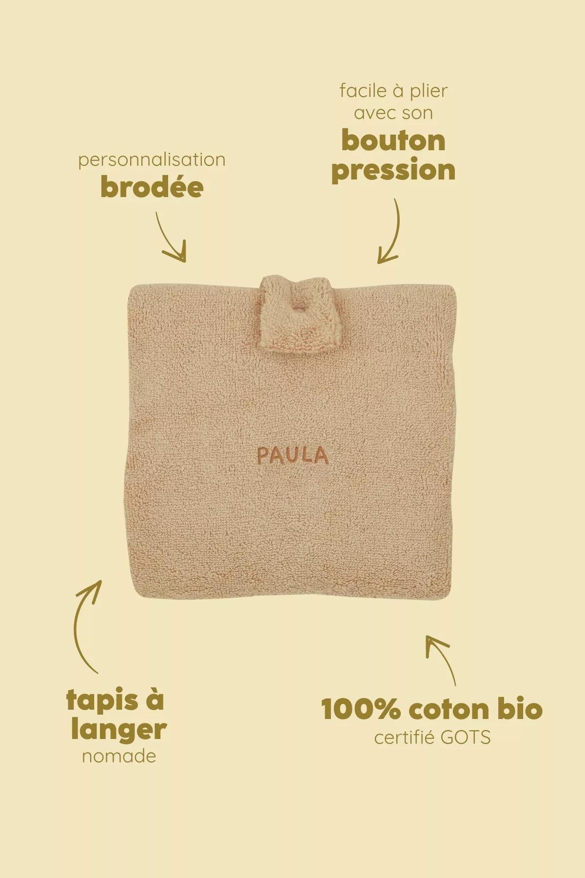 Personalizable foldable travel changing mat for babies
