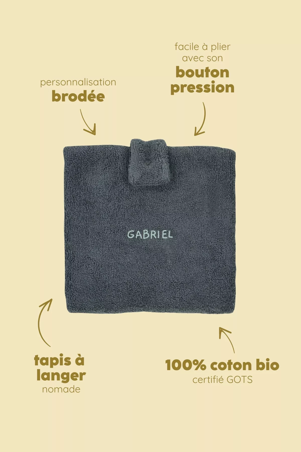tapis à langer pliable de voyage pour bébé personnalisable
