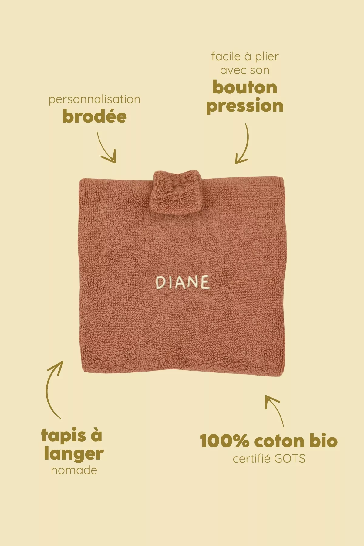 Cambiador de viaje plegable y personalizable para bebé