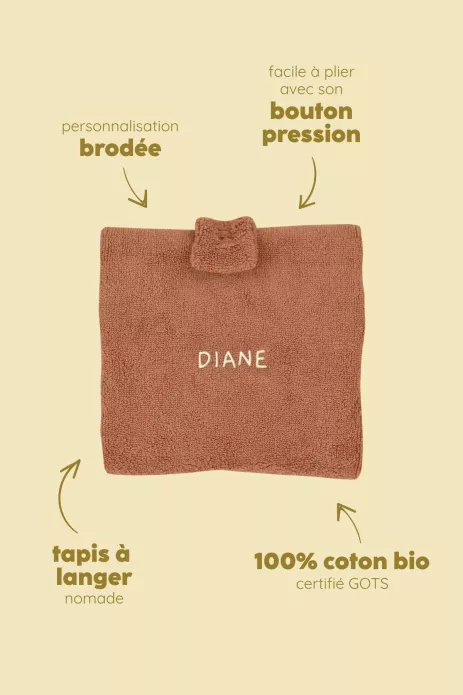 tapis à langer pliable de voyage pour bébé personnalisable
