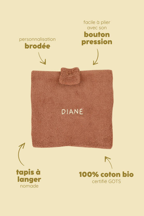 Personalizable foldable travel changing mat for babies