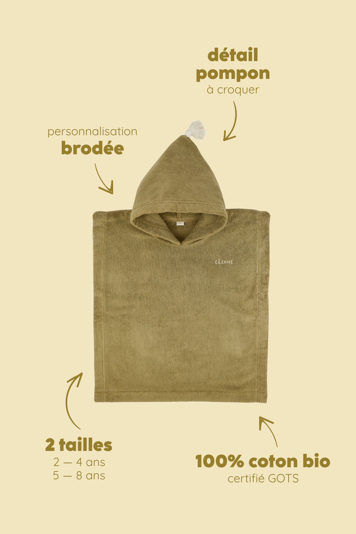 Poncho personalizable para niños, de rizo suave, para el baño y la playa