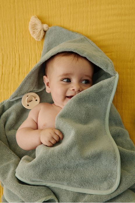 personalizable baby hooded bath towel in soft, absorbent terry cloth