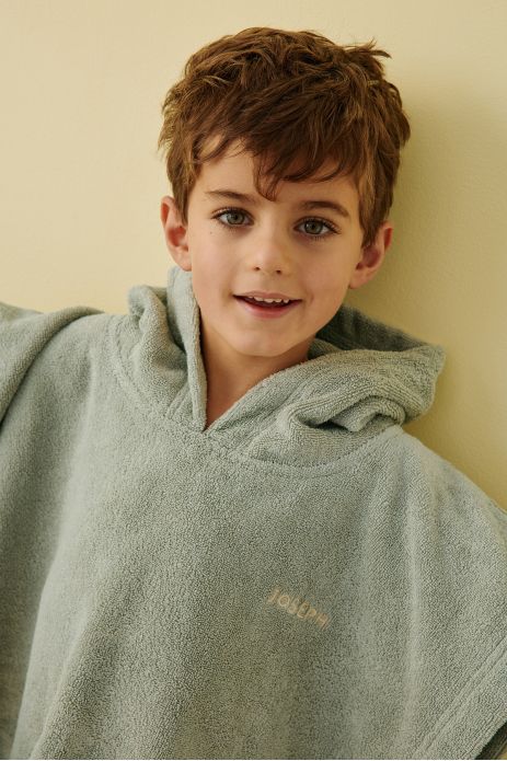 Personalizable kids’ poncho for bath and beach in soft terry cloth