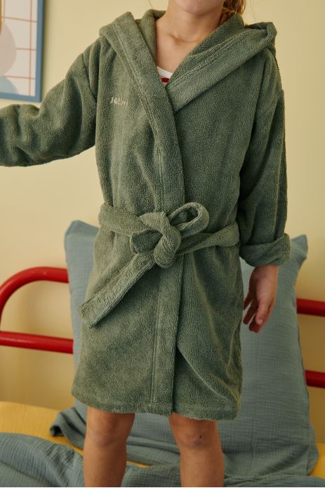 Personalizable kids’ bathrobe in soft terry cloth